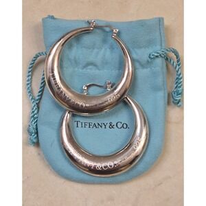 Vintage Tiffany & Co Elsa Peretti 50mm Puffy Hoop Earrings Rare